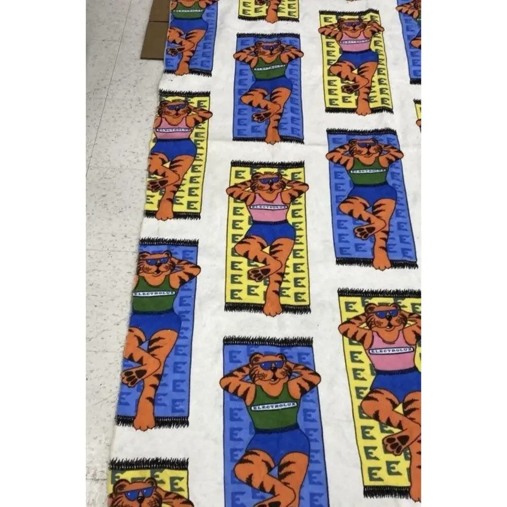 Vintage Electrolux 70s 80s Tiger Promotional Throw Blanket Towel 5x7 Rare Sissy